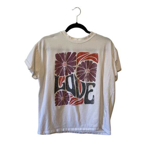 Altar’d State M oversized white short sleeve t-shirt hippie LOVE spellout casual - Picture 1 of 7